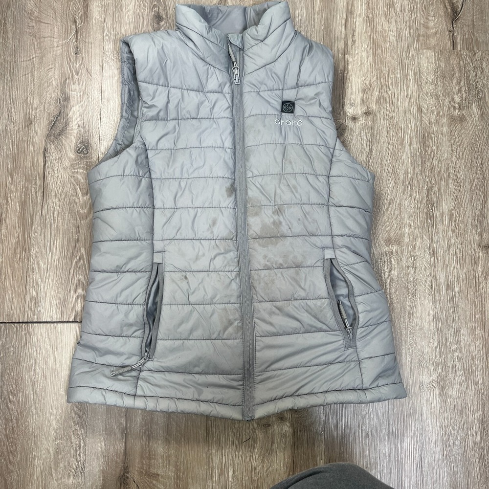Ororo Heated Puffer Vest Mens Small BATTERY INCLUDED Gray Full Zip Lightweight